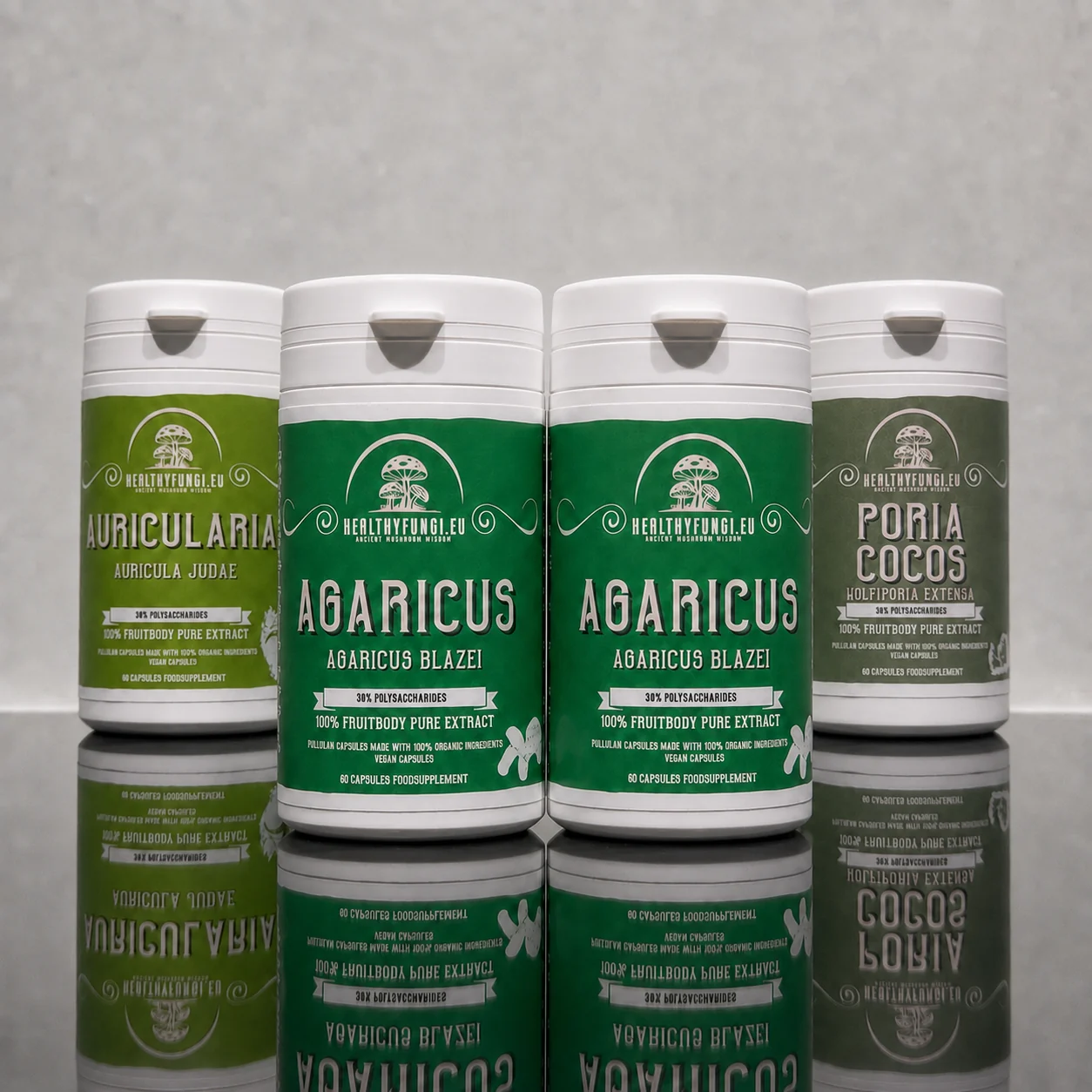 Schema 2 – Agaricus, Auricularia en Poria cocos